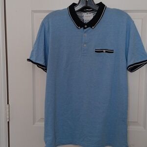Large Men's collared shirt Blue Cotton